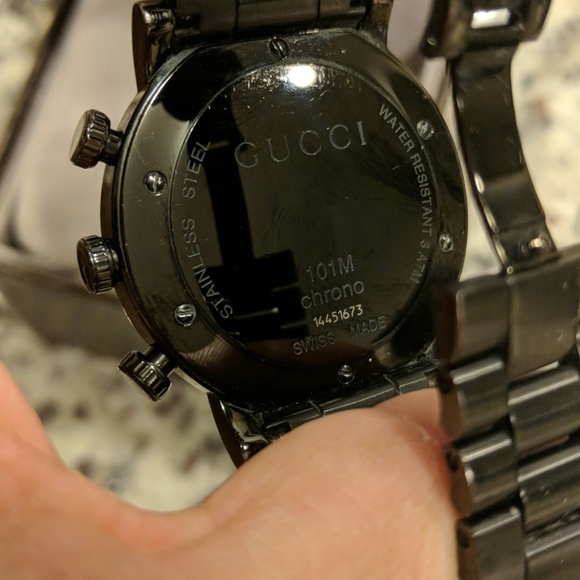 Gucci G-Chrono Black Watch w/ Black Diamonds - Picture 5 of 6